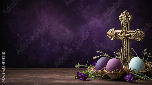 Elegant deep purple Lenten background for Easter.