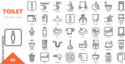 toilet outline icon collection. Vector illustration