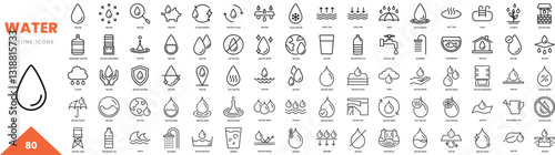 water outline icon collection. Vector illustration