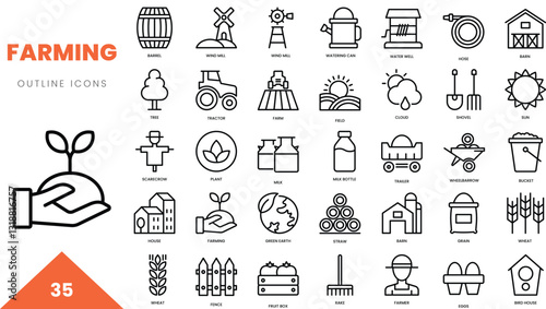 farming outline icon collection. Vector illustration