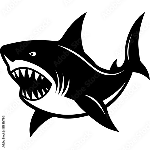  Nitro shark  silhouette vector illustration 