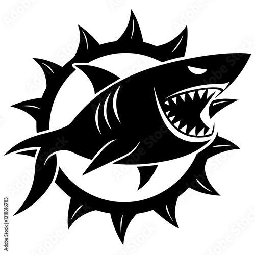  Nitro shark  silhouette vector illustration 