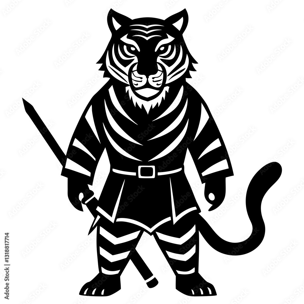 Fototapeta premium Samurai tiger silhouette vector illustration 