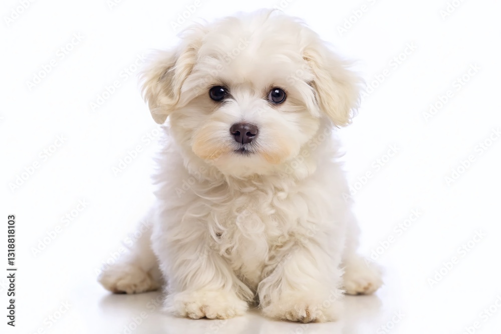 Adorable Havana Bichon Puppy Portrait, Isolated on White Background Adorable Havana Bichon Puppy Portrait, Isolated on White Background