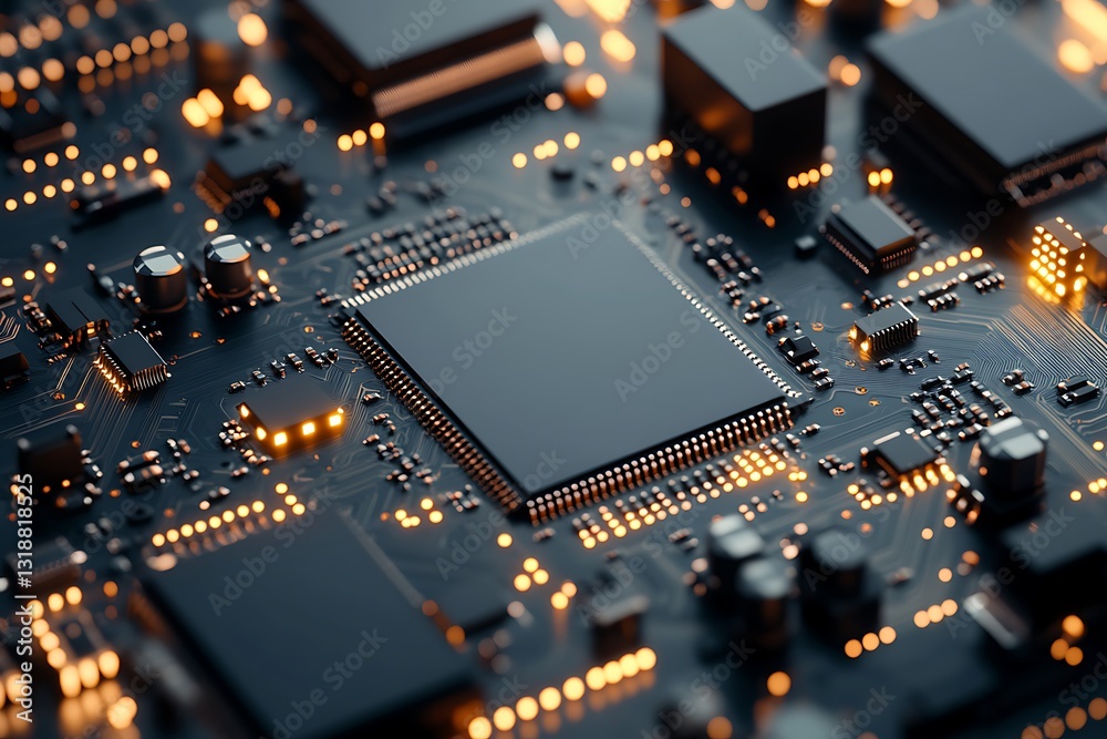 Close-up of a Circuit Board with Advanced Components Close-up of a Circuit Board with Advanced Components