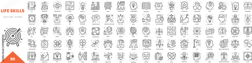life skills outline icon collection. Vector illustration life skills outline icon collection. Vector illustration