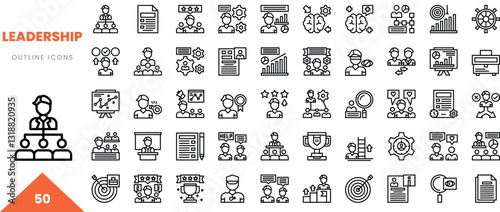leadership outline icon collection. Vector illustration