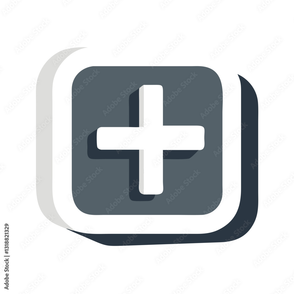3D medical cross icon with shadow effect 3D medical cross icon with shadow effect