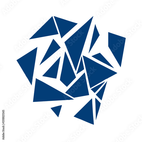 Blue shattered geometric shape abstract design