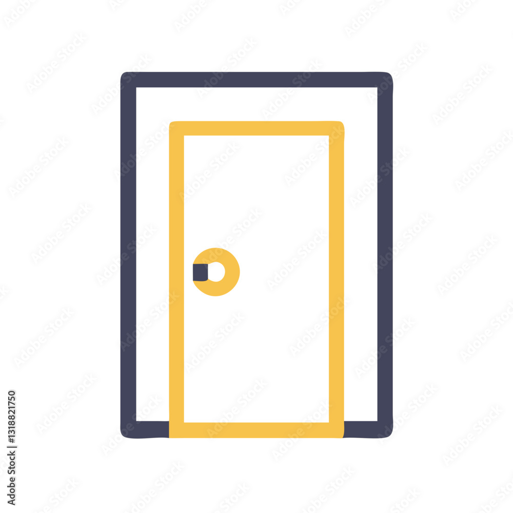 Yellow door icon with peephole Yellow door icon with peephole