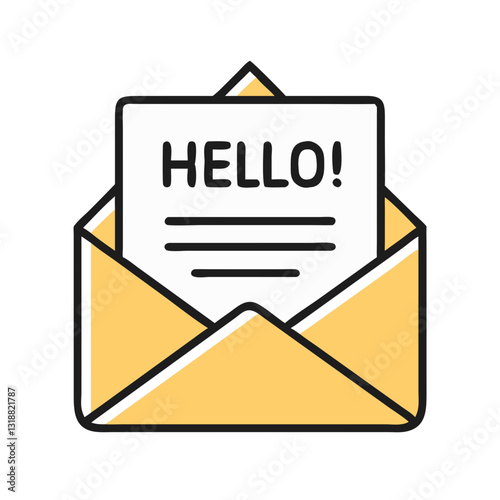 Open envelope with Hello letter inside