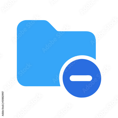 Blue folder with minus icon document removal symbol