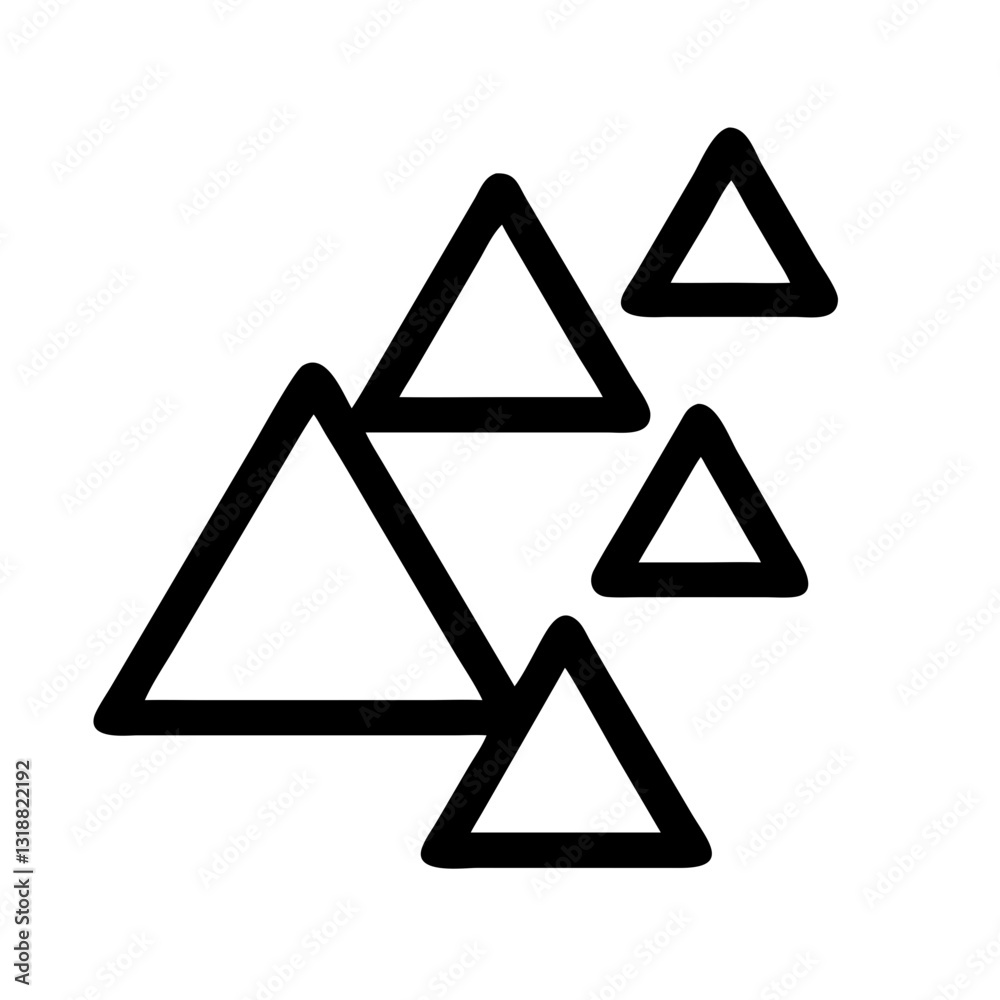 Black outline pyramids abstract geometric design Black outline pyramids abstract geometric design