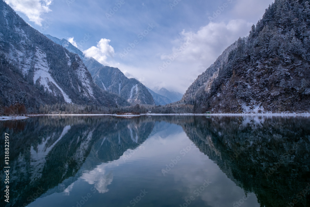 Bipenggou National Park in Sichuan China, is a natural reserve blessed with typical alpine views, including virgin forest, plateau lakes, glaciers, snow mountains, tinkling streams and waterfalls