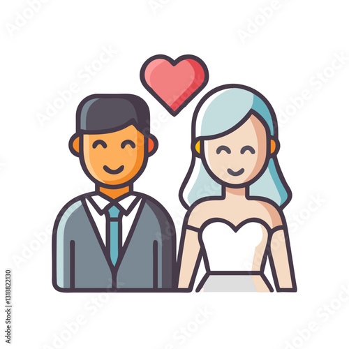 Wedding couple with heart love icon