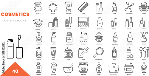 cosmetics outline icon collection. Vector illustration