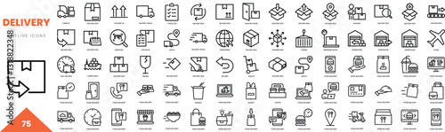 delivery outline icon collection. Vector illustration
