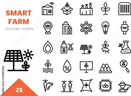smart farm outline icon collection. Vector illustration