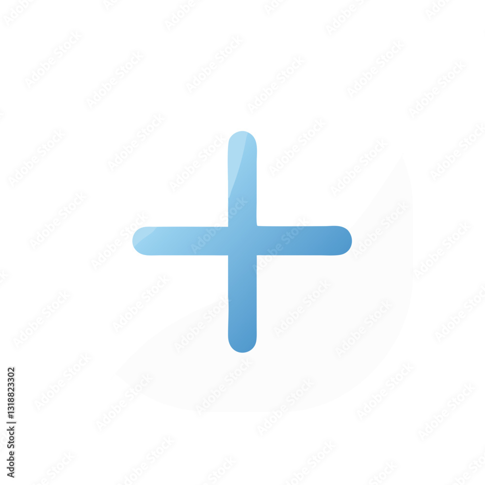 Obraz premium Blue plus symbol with soft gradient effect