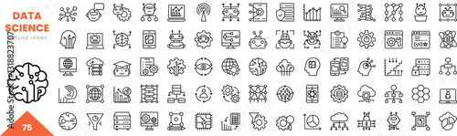 data science outline icon collection. Vector illustration