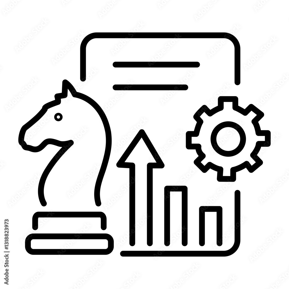 A line icon depicting a business strategy A line icon depicting a business strategy