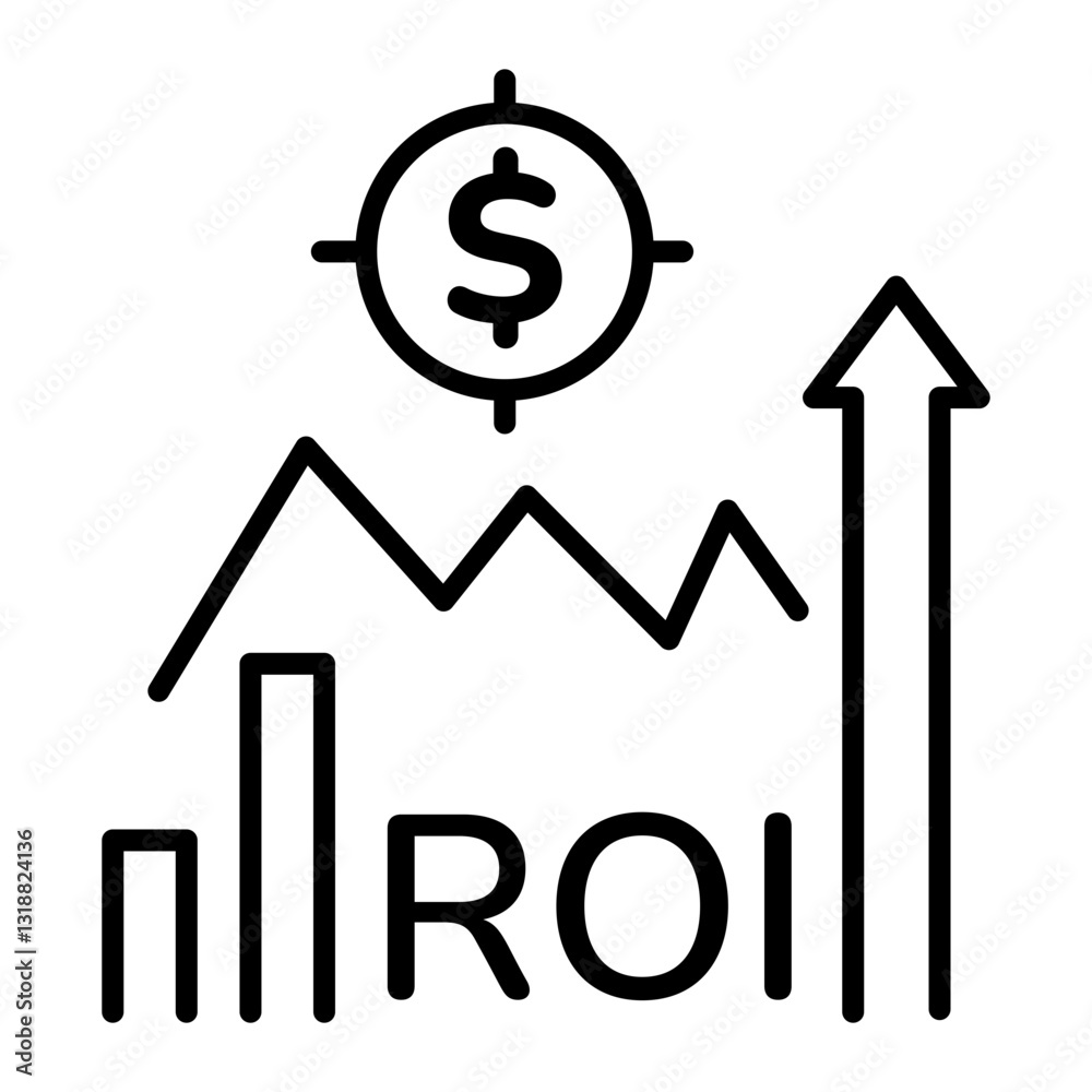 A line style icon of business metrics showing roi system A line style icon of business metrics showing roi system