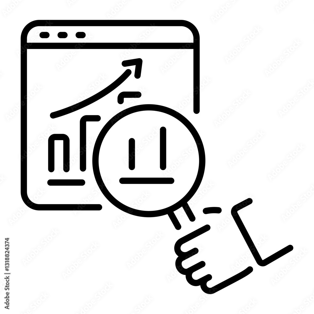 A line style icon depicting market research A line style icon depicting market research