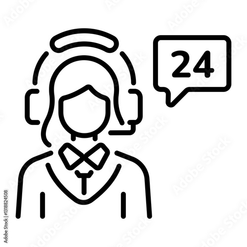 A character providing customer support, line style icon 