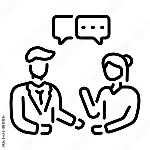 A customer bargaining with the seller, line style icon 