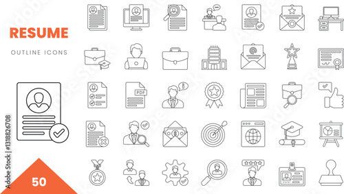resume outline icon collection. Vector illustration