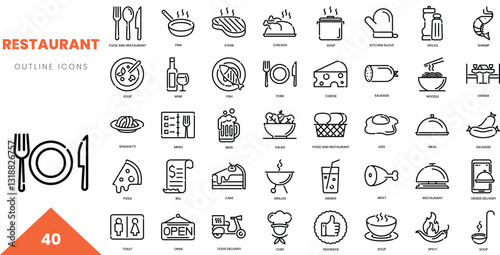restaurant outline icon collection. Vector illustration