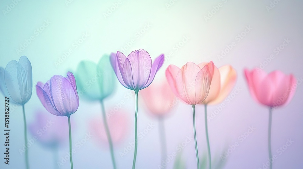 Fototapeta premium Row of Pink Tulips