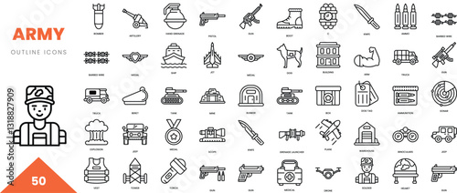 army outline icon collection. Vector illustration
