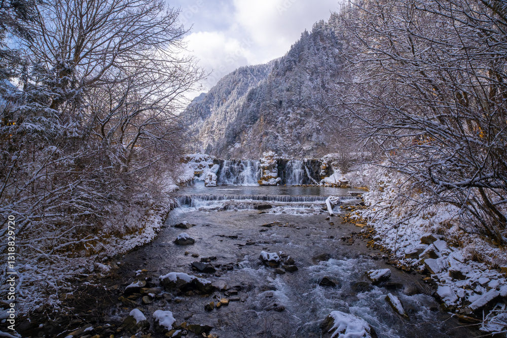 Bipenggou National Park in Sichuan China, is a natural reserve blessed with typical alpine views, including virgin forest, plateau lakes, glaciers, snow mountains, tinkling streams and waterfalls