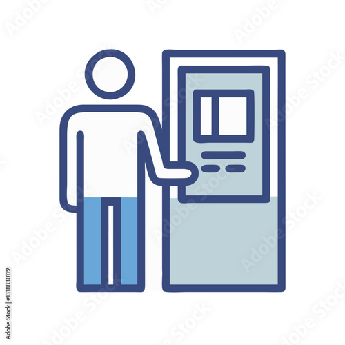 Person using a vending machine in a colorful illustration, convenience and snack concept