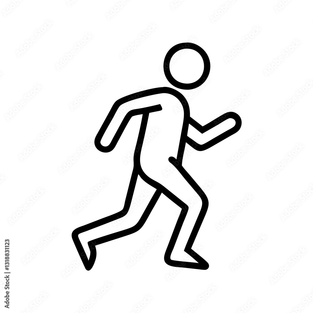 Person running in a line drawing, exercise and fitness concept Person running in a line drawing, exercise and fitness concept
