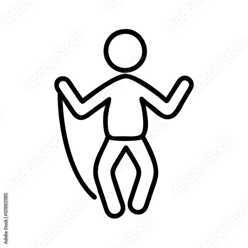 Person jumping rope in a line drawing, exercise and fun concept