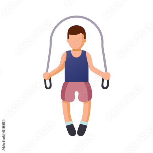 Person jumping rope in a colorful illustration, fitness and exercise concept