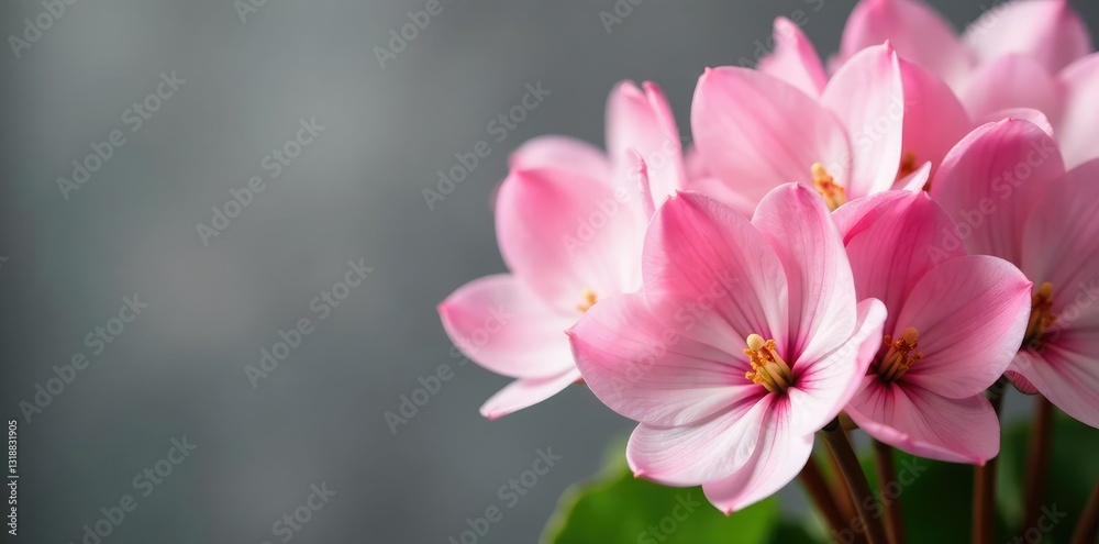 Delicate Cyclamen flowers in soft pink and white hues, color palette, flower, floral arrangement Delicate Cyclamen flowers in soft pink and white hues, color palette, flower, floral arrangement