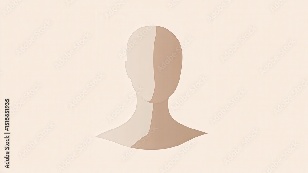 Abstract avatar placeholder with a simplified human outline of the head and shoulders. The faceless design and neutral tones make it ideal for a corporate website user profile Abstract avatar placeholder with a simplified human outline of the head and shoulders. The faceless design and neutral tones make it ideal for a corporate website user profile