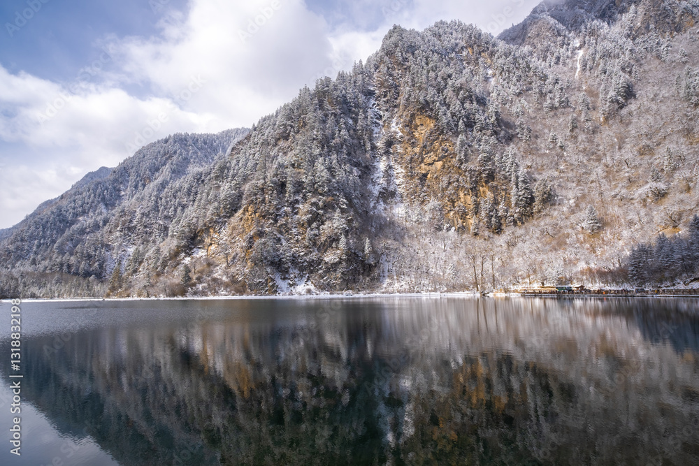 Bipenggou National Park in Sichuan China, is a natural reserve blessed with typical alpine views, including virgin forest, plateau lakes, glaciers, snow mountains, tinkling streams and waterfalls