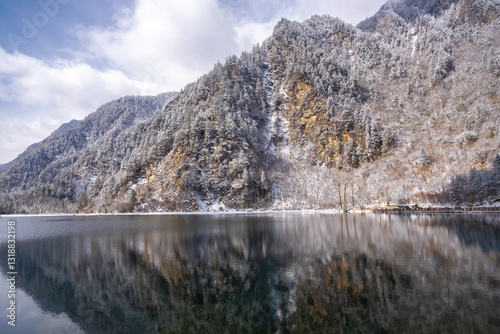Bipenggou National Park in Sichuan China, is a natural reserve blessed with typical alpine views, including virgin forest, plateau lakes, glaciers, snow mountains, tinkling streams and waterfalls