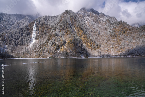 Bipenggou National Park in Sichuan China, is a natural reserve blessed with typical alpine views, including virgin forest, plateau lakes, glaciers, snow mountains, tinkling streams and waterfalls photo