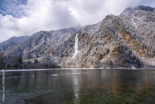 Bipenggou National Park in Sichuan China, is a natural reserve blessed with typical alpine views, including virgin forest, plateau lakes, glaciers, snow mountains, tinkling streams and waterfalls