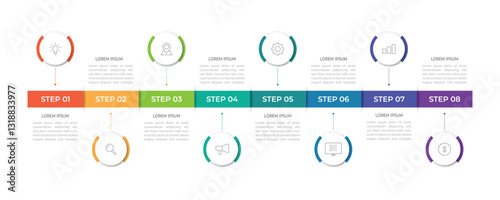 Infographic 8 options design elements for your business data. Vector Illustration