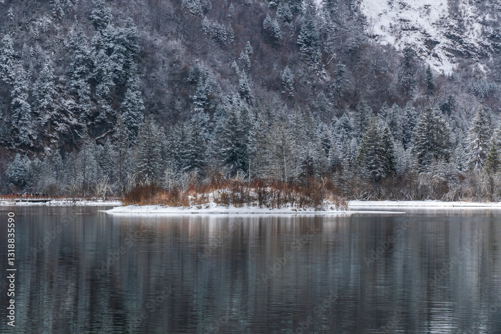 Bipenggou National Park in Sichuan China, is a natural reserve blessed with typical alpine views, including virgin forest, plateau lakes, glaciers, snow mountains, tinkling streams and waterfalls