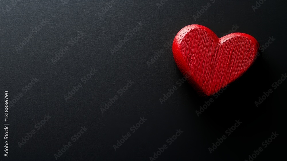 Obraz premium Red Heart on Black: A Minimalist Symbol of Emotion and Simplicity 