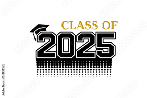 Lettering class of 2025 for greeting, invitation card. Text for design, congratulation event, T-shirt, party, high school or college graduate. Illustration, vector on transparent background
