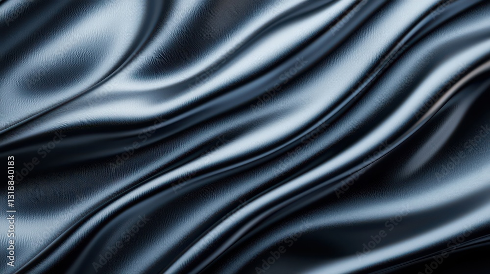 Obraz premium Elegant flowing black satin fabric texture