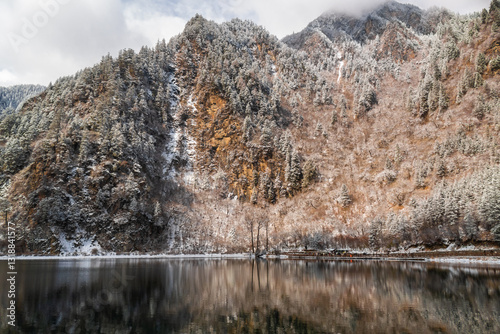 Bipenggou National Park in Sichuan China, is a natural reserve blessed with typical alpine views, including virgin forest, plateau lakes, glaciers, snow mountains, tinkling streams and waterfalls photo